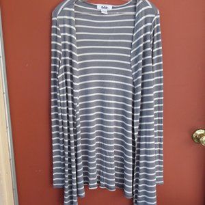Sosik Long Light Cardigan Gray & White Stripes L